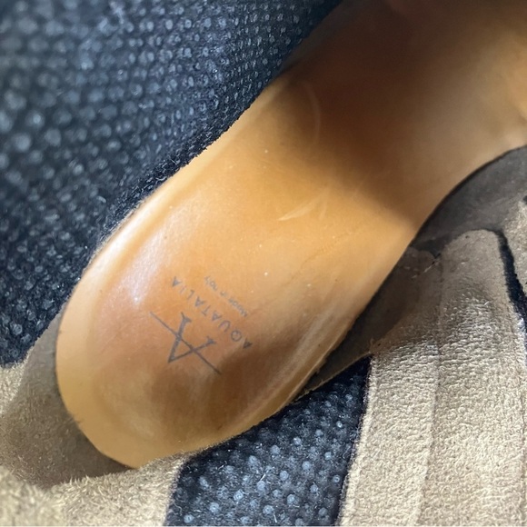 Aquatalia France Perforated Suede Ankle Booties Heeled Black Ankle Zip Sz 9.5 - Picture 14 of 16